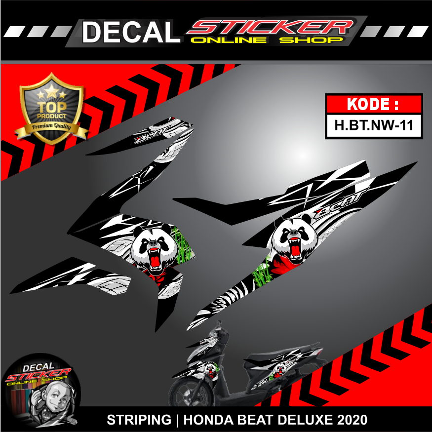 Sticker striping motor Honda BEAT DELUXE 2020-2021 motif panda keren