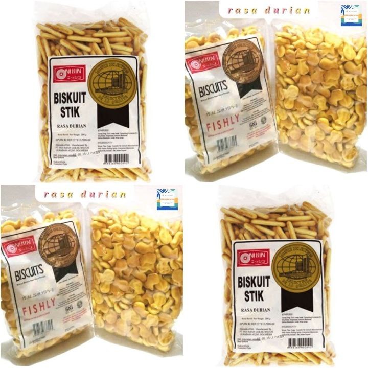 

Korzaln Nissin Fishly Durian 300Gram Perpaduan Rasa Vanilla Dan Durian Biskuit Kering Nissin Stik