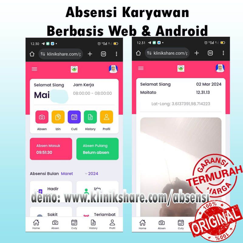 Aplikasi Absensi online berbasis web android (source code)