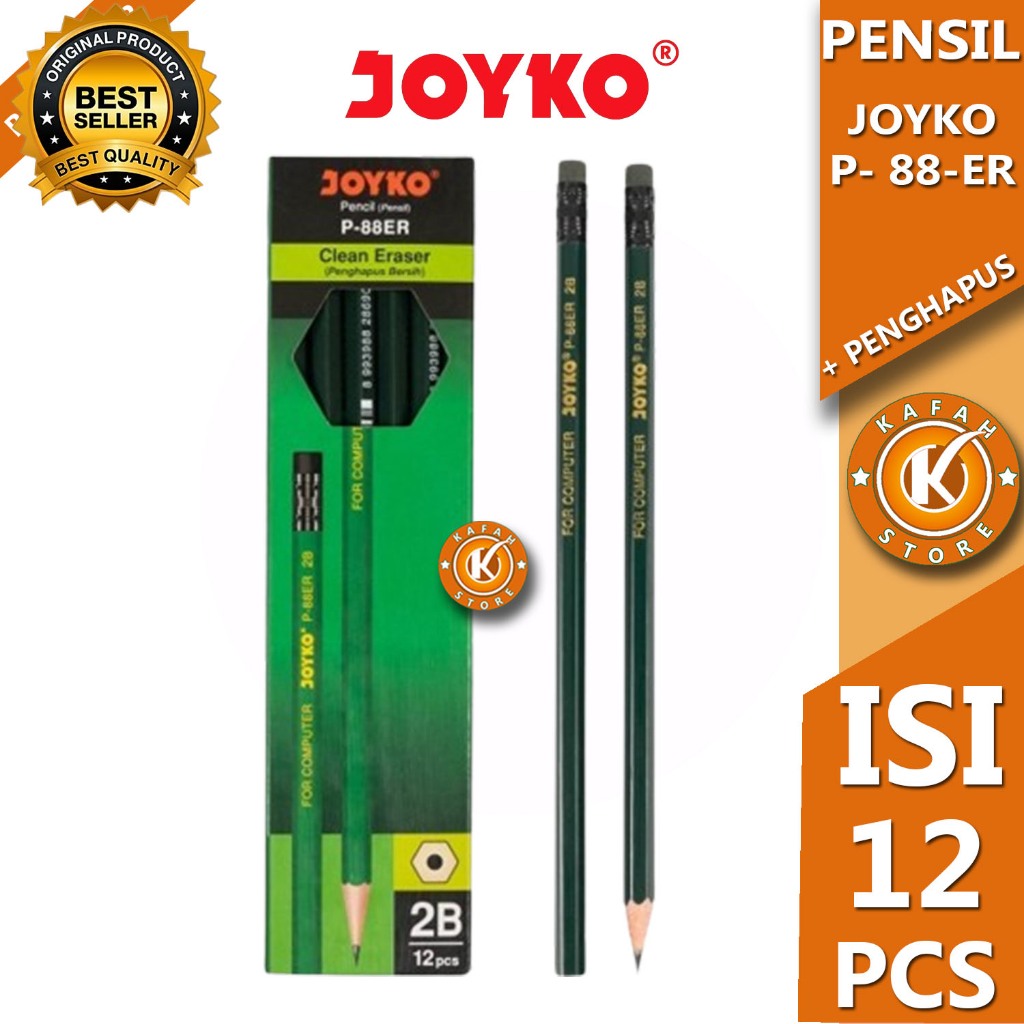 

JOYKO PENSIL 2B P-88 ER PLUS PENGHAPUS 1 PAK ISI 12 PCS kafah store