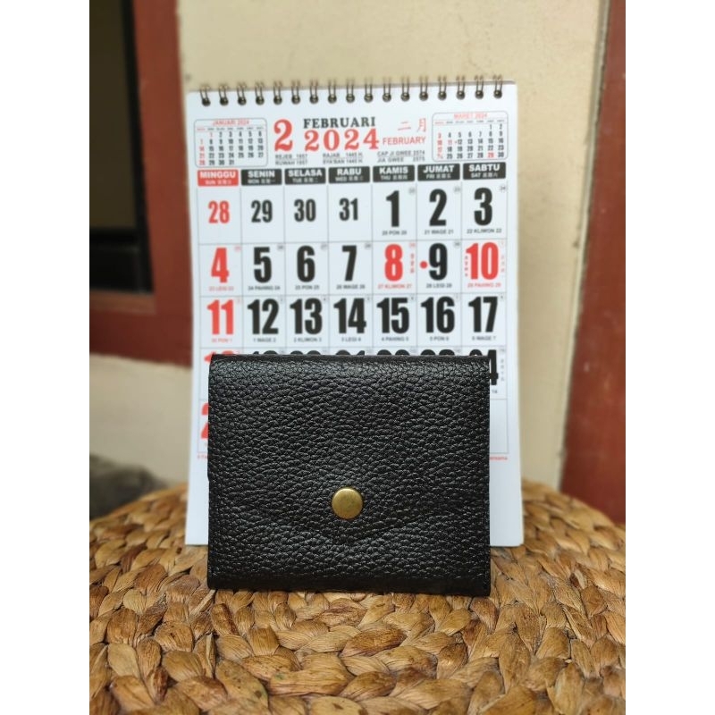 Mini Dompet Card Holder Kulit Asli Motif Jeruk