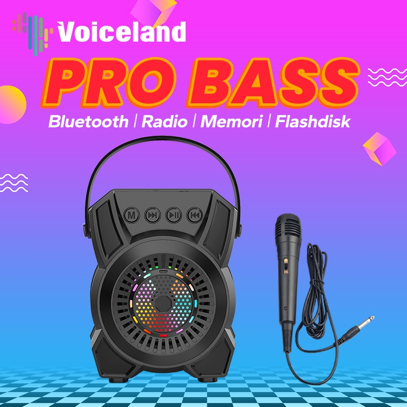 【PRO BASS】Speaker Bluetooth Karaoke Polytron besar Super Bass Mini Protable Wireless Salon Aktif Advance Musik Box Full Bass Lampu RGB Spiker Audio Hi-Fi Subwoofer KTV Set Radio FM/TF Card/SD Card/USB/TWS  - Garansi 12