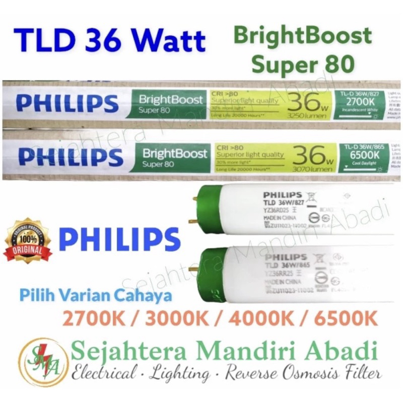 Lampu TL Philips 36 Watt 2700K 3000K 6500K TLD BrightBoost