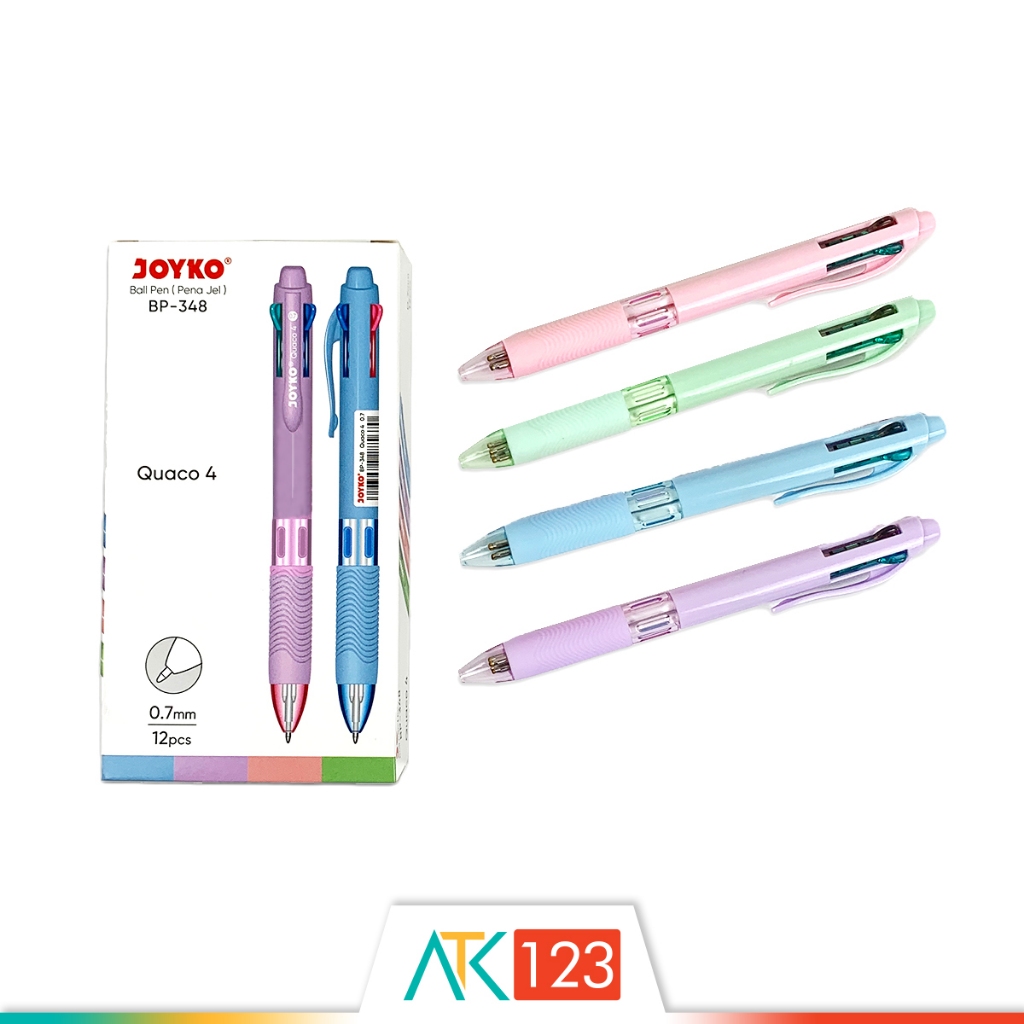 

Pulpen Mekanik / Cetek 4 Warna / 4 Colours Retractable Ball Pen Pastel Joyko Quaco 4 BP-348