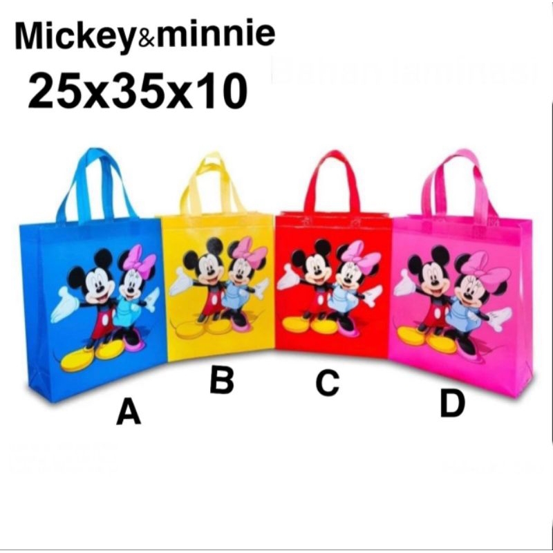 

( 1 lusin ) TOTE BAG GOODIE BAG TAS ULANG TAHUN ANAK MICKEY&MINNIE Goodiebag tas souvenir ulang tahun anak tas karakter 25x35x10 Tas Souvenir Ulang Tahun Anak Goodiebag Motif Kartun Premium
