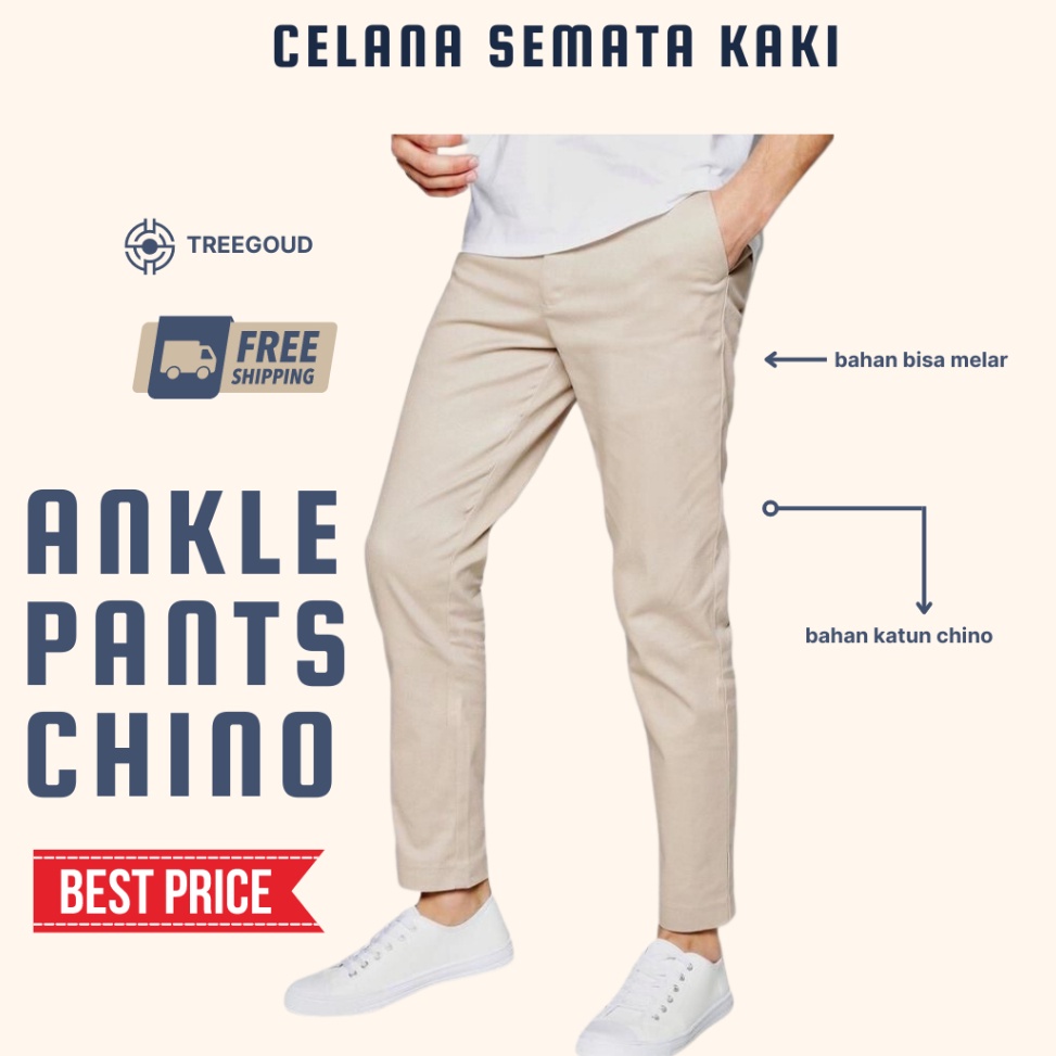 KFI289 COD TERMURAH TREEGOUD CELANA ANKLE PANTS PRIA CELANA CHINO ANKLE PRIA ANGKLE PANTS CHINO PRIA