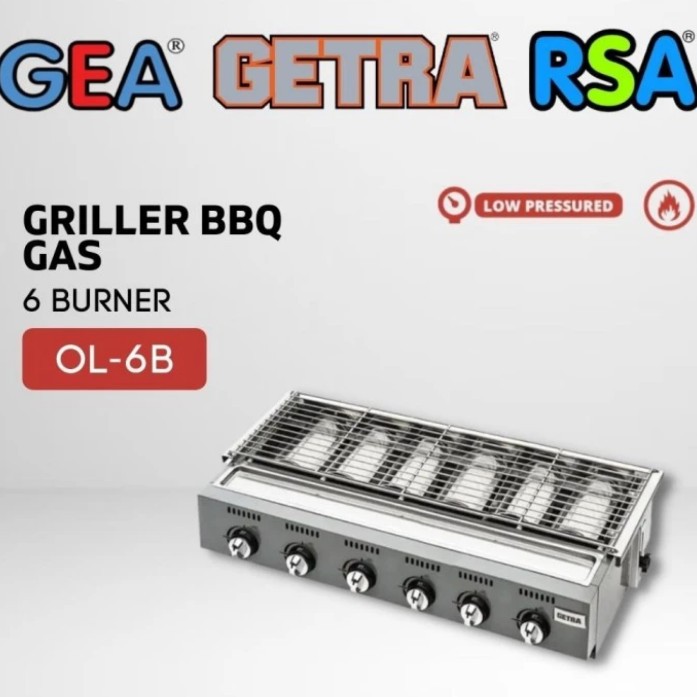 Panggangan Gas Barbeque Griller Getra 6 Tungku OL-06B Low Pressure