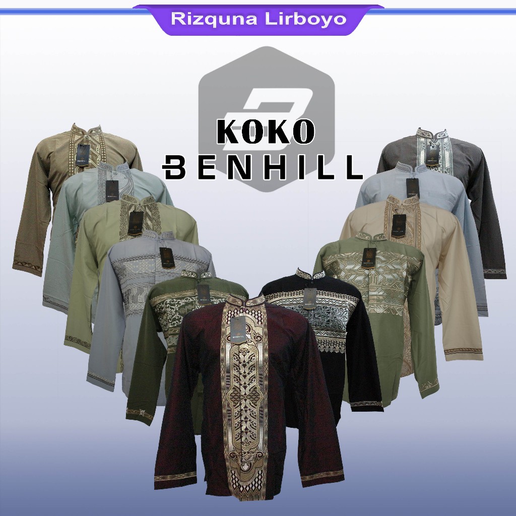 baju muslim koko lengan panjang remaja dan dewasa BENHILL bordir terbaru