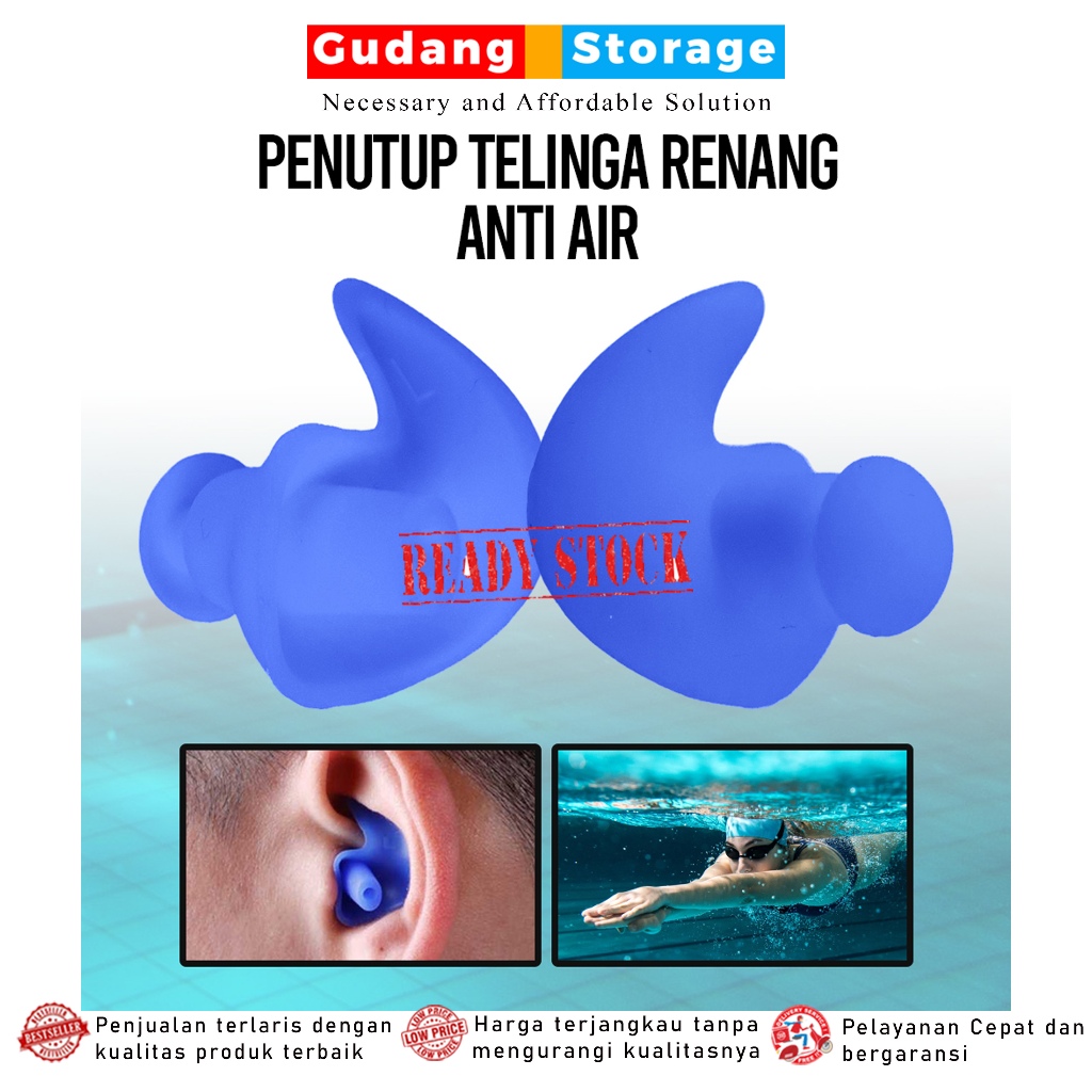 [PROMO] Penutup Telinga Renang Ear Plug Renang Anti Air Aksesoris Renang Tutup Telinga Renang - Blue