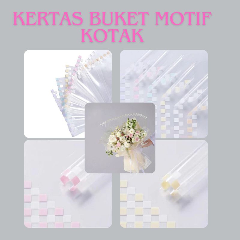 

1 Lembar Flower Wrapping Paper Transparen Square Pattern FREE PACKING Kertas Buket Bunga Motif Kotak Clear Square Opp Cellophane Transparant Motif Kotak Kertas Buket Pembungkus Bunga