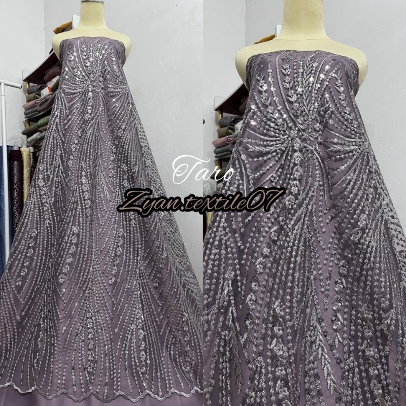 Kain Tile Payet Sequin Bordir / Payet Bordir Terbaru / Harga Meteran