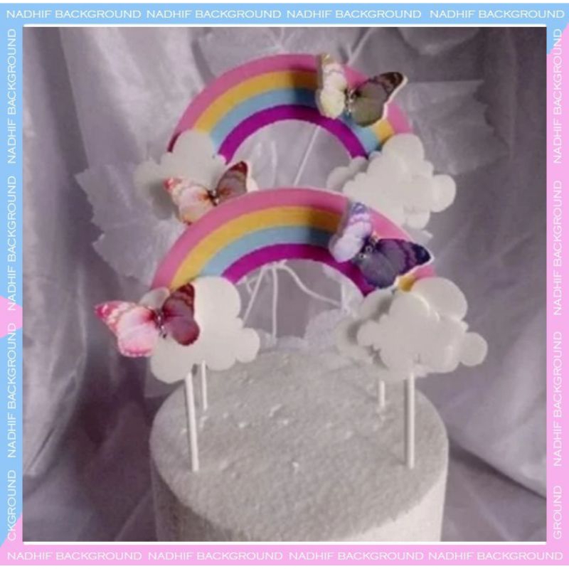 TOPER TUSUK PELANGI KUPU2/HIASAN KUE PELANGI