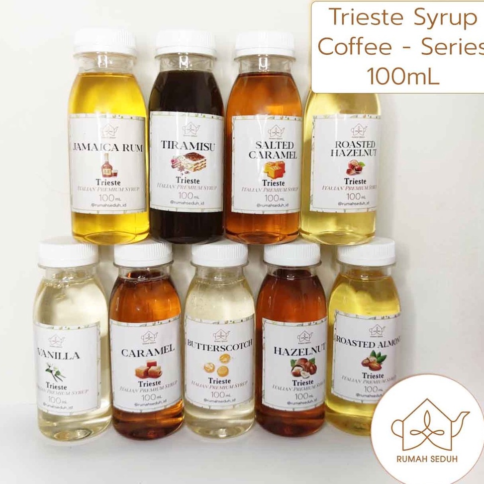 

YYU969 Free Ongkir Trieste Syrup kecil 1 mL Coffee Syrup Caramel Vanila Rum Hazelnut Almond