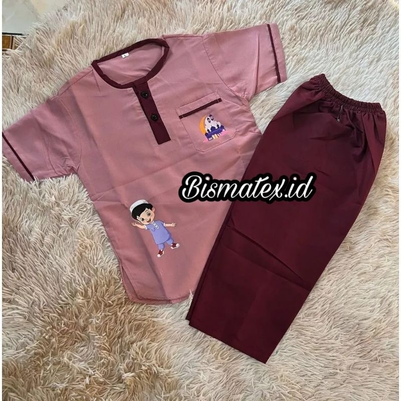 setelan anak laki-laki baju muslim Upin Ipin//setelan koko anak terlaris