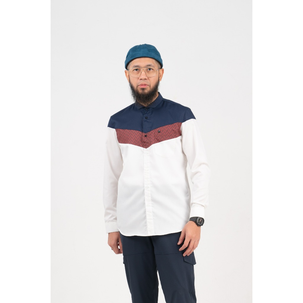 Fadkhera X Deryansha Baju Kemeja Koko Modern Koko Putih Fadkhera Kolaborasi