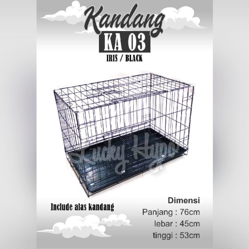 Kandang Besi Lipat Anjing Kucing 2 Pintu Ukuran Sedang