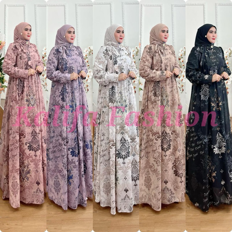 DIJAH PRINTING SERIES BY DIJAH / GAMIS SET SCARF / GAMIS PESTA / GAMIS LEBARAN TERBARU / BAJU SYARI 
