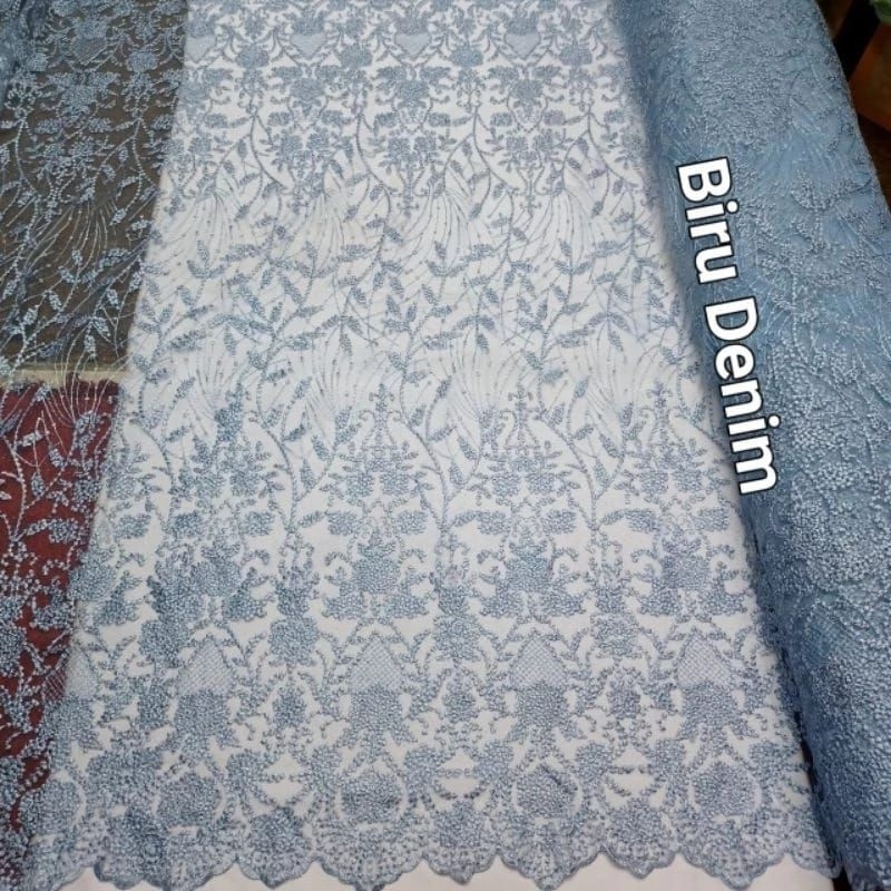 Bahan Tille bordir Sulam/Tille melati/Kain tille bordir sulam/COD