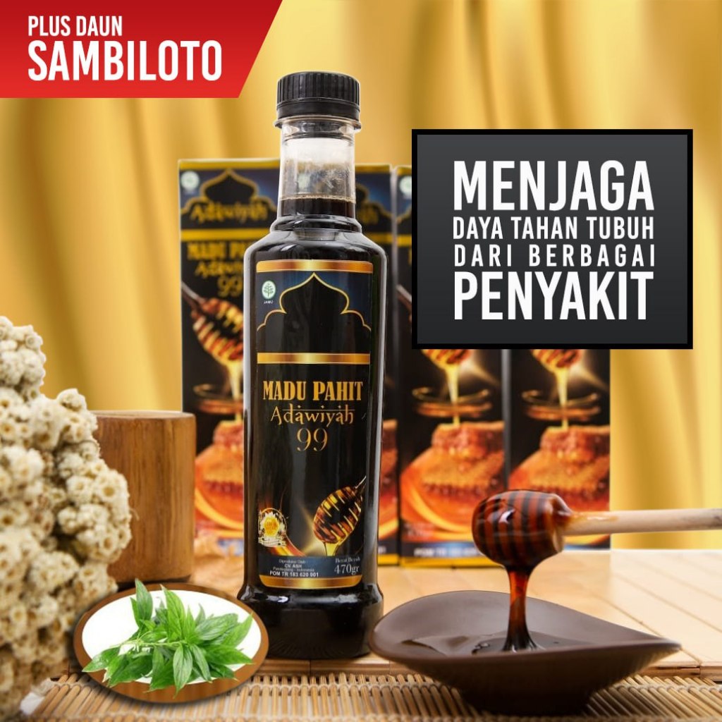 

Madu Pahit Adawiyyah ekstrak sambiloto insulin menjaga kadar kolesterol, kadar gula darah, menurunkan tekanan darah tingi, dan bantu insomnia