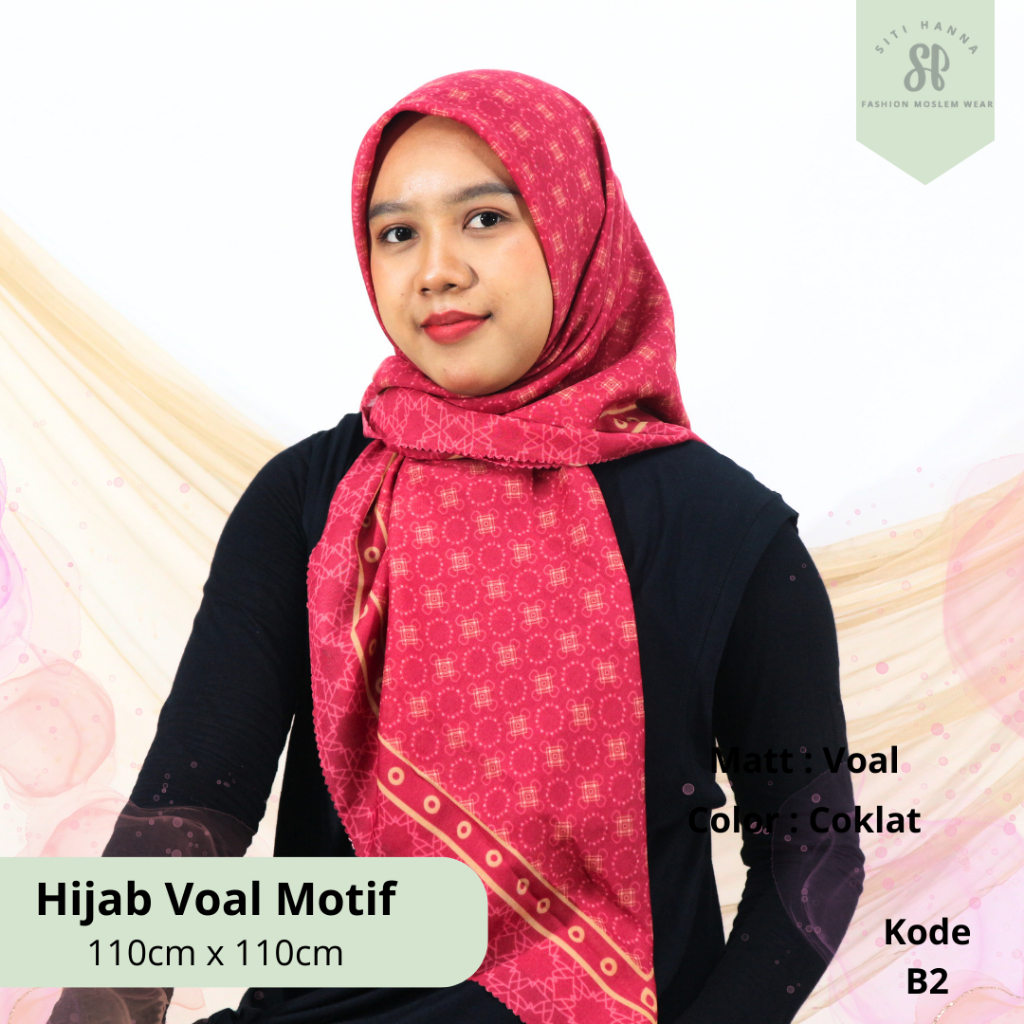 Hijab Voal Motif Segi Empat Motif Pink Fanta Kerudung Murah Kerudung Segi Empat Motif Laser Cutt Kod