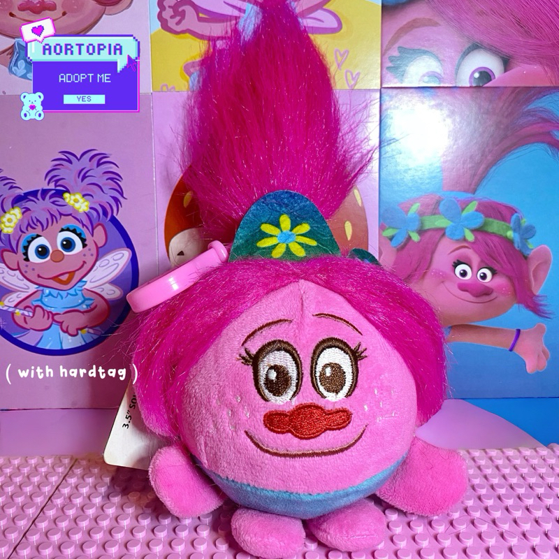POPPY TROLLS PLUSH GANCI POPPY TROLLS POPPY KEYCHAIN ORIGINAL TROLLS WORLD TOUR PINK