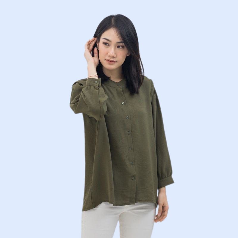 Atasan Blouse Wanita River Oneck Ootd Remaja