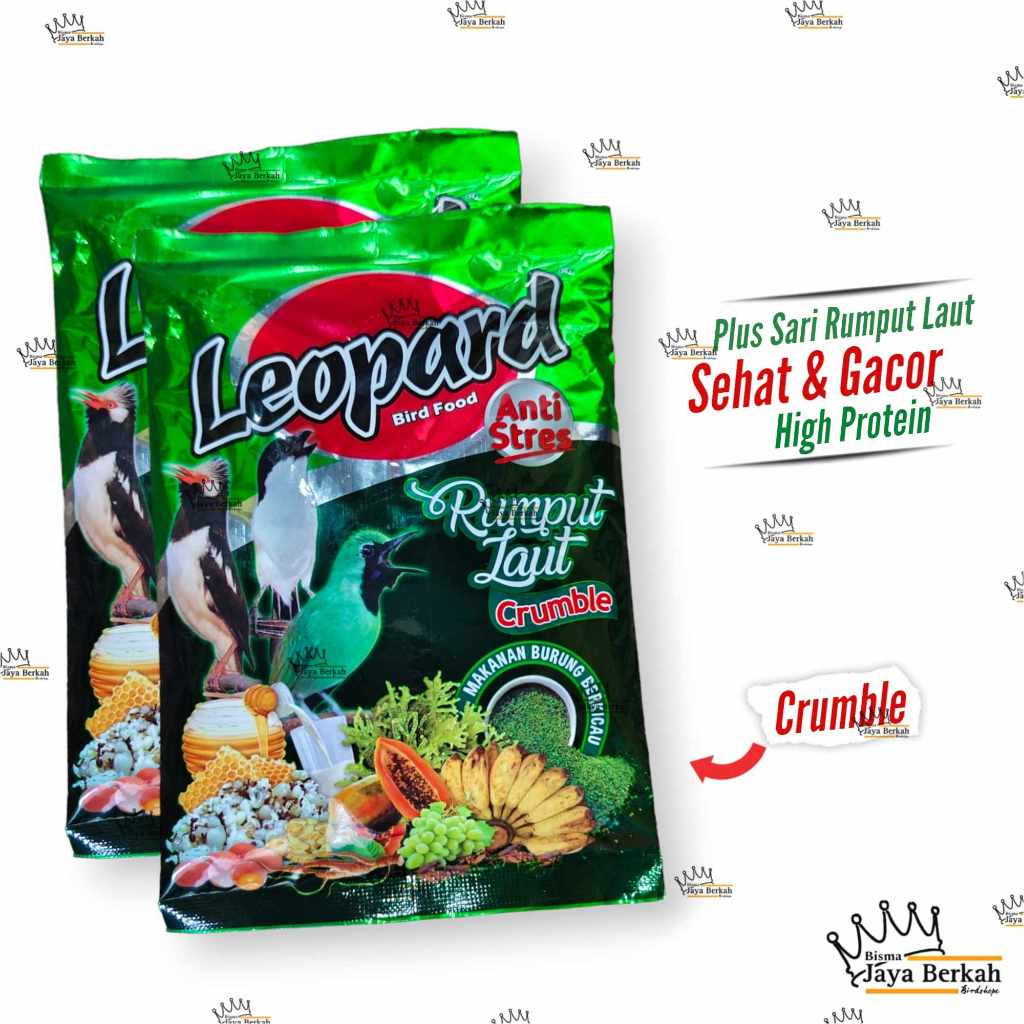 PAKAN BURUNG VOER LEOPARD HIJAU KASAR CRUMBLE