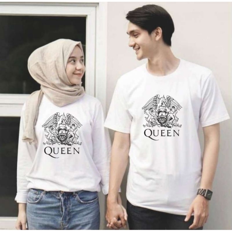 Baju kaos couple band QUEEN dewasa pasangan pria wanita(HARGA SATUAN) putih lengan pendek dan panjan