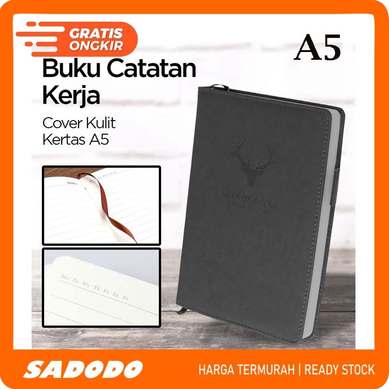 

SADODO Buku Catatan Notebook Cover Kulit - A5 - Black - 180 Lbr