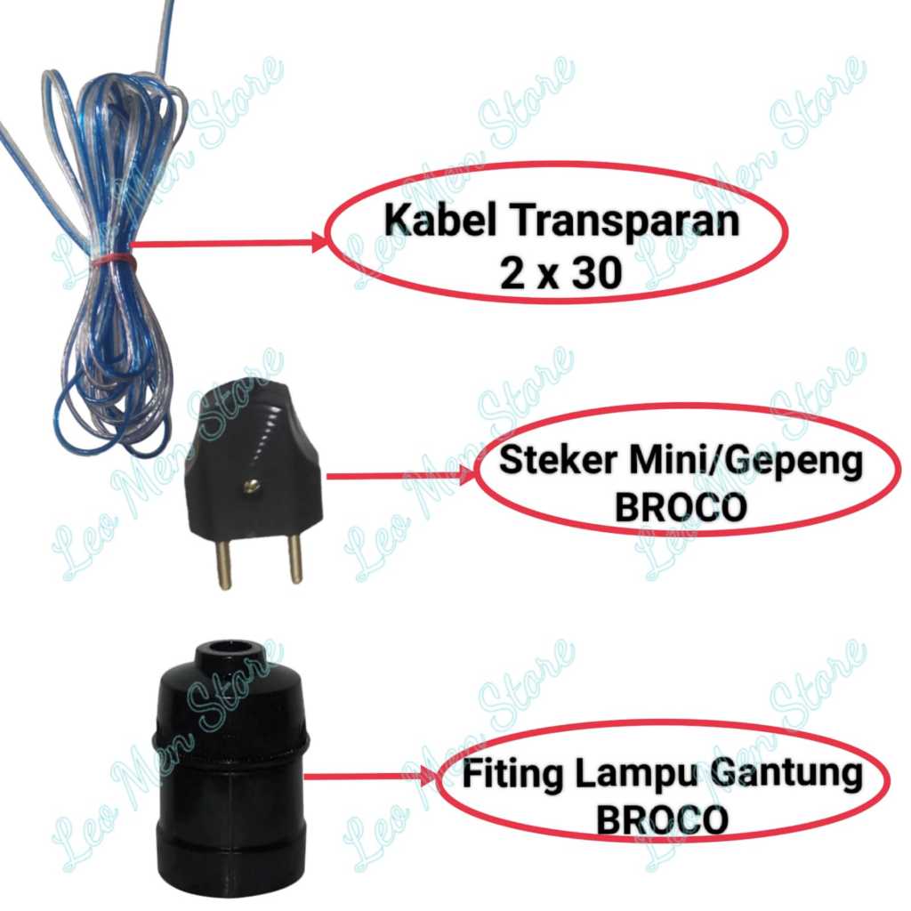 Fiting Lampu Gantung Jadi~Fiting Lampu Gantung~Kabel Transparan 2 X 30