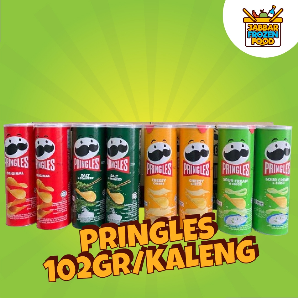 PRINGLES Keripik Kentang 102gr/ kaleng variant Original/Salt and Seaweed/Cheesy/Sour Cream