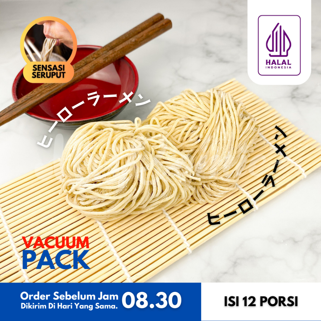 

Pengiriman Regular Vacuum Pack Mie Ramen Mentah Restoran Jepang 12 Porsi