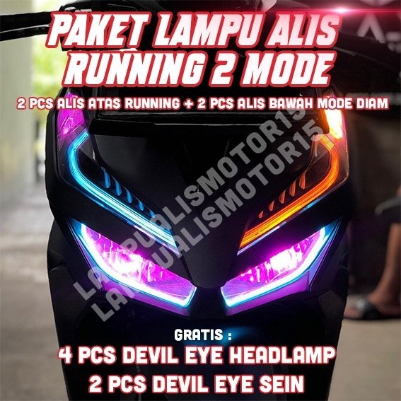 PAKET LAMPU ALIS DRL RUNNING SEIN VARIO 125 150 FREE DEVIL DEMON EYE PNP VARIO ALL NEW