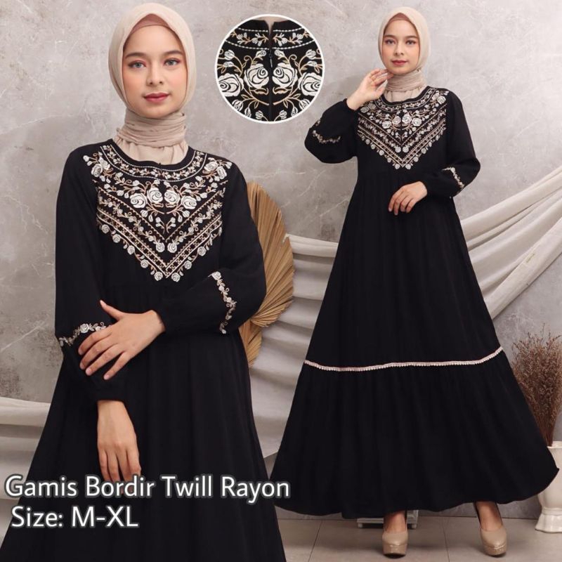 Gamis hitam bordir BWi 188 by buana