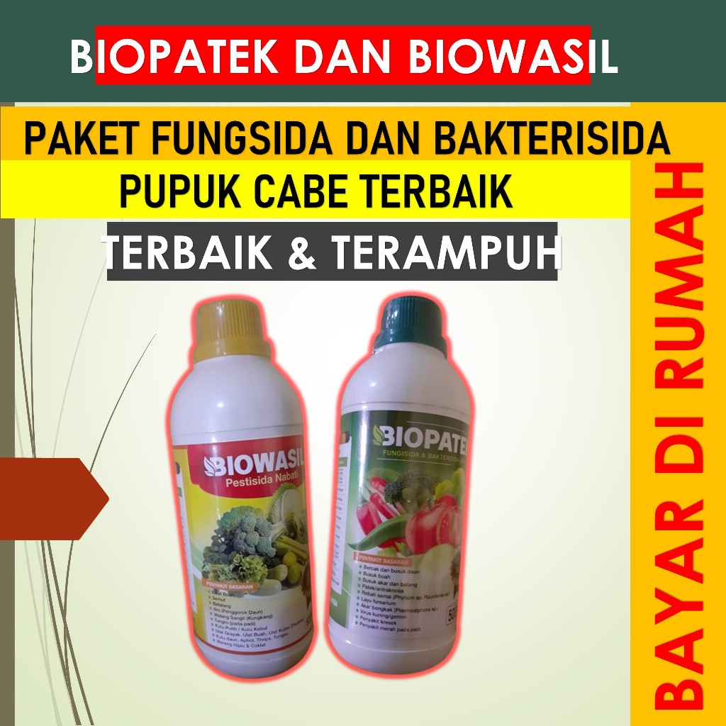 ASLI MURAH 1 BIOPATEK & 1 BIOWASIL Paket Hemat Fungisida Hayati & Pestisida Nabati Obat Semprot Peny