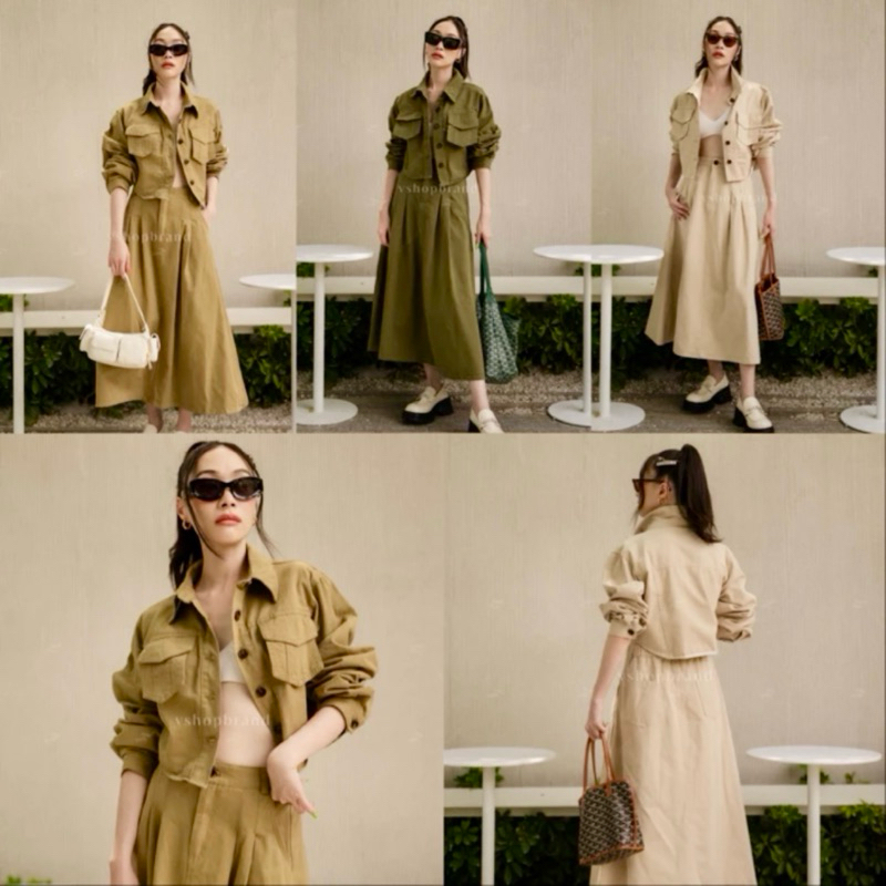 ONE SET ATASAN ROK JAKET  DENIM LENGAN PANJANG WANITA KEKINIAN IMPORT