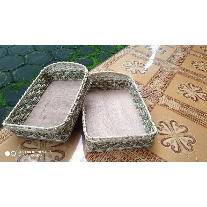 kerajang rotan kotak persegi untuk hantaran pernikahan /nampan rotan ukuran L