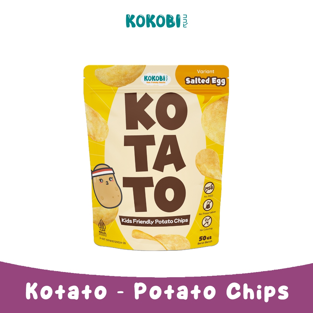 

Kokobi Kotato - Kids Friendly Potato Chips SALTED EGG 50gr - Keripik Kentang