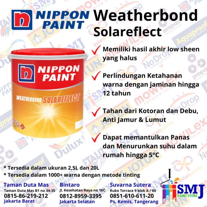 CAT TEMBOK EXTERIOR WEATHERBOND SOLAREFLECT TINTING NIPPON PAINT 20L