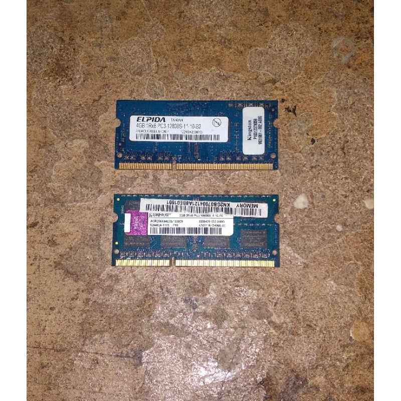 RAM Laptop DDR3 Kapasitas 4GB &amp; 2GB Merk Original Elpida 4GB Dan Kingston 2GB4GB - 1Rx8 PC3-12800S-11-10-B2
2GB - 2Rx8 PC3-10600S-9-10-F0