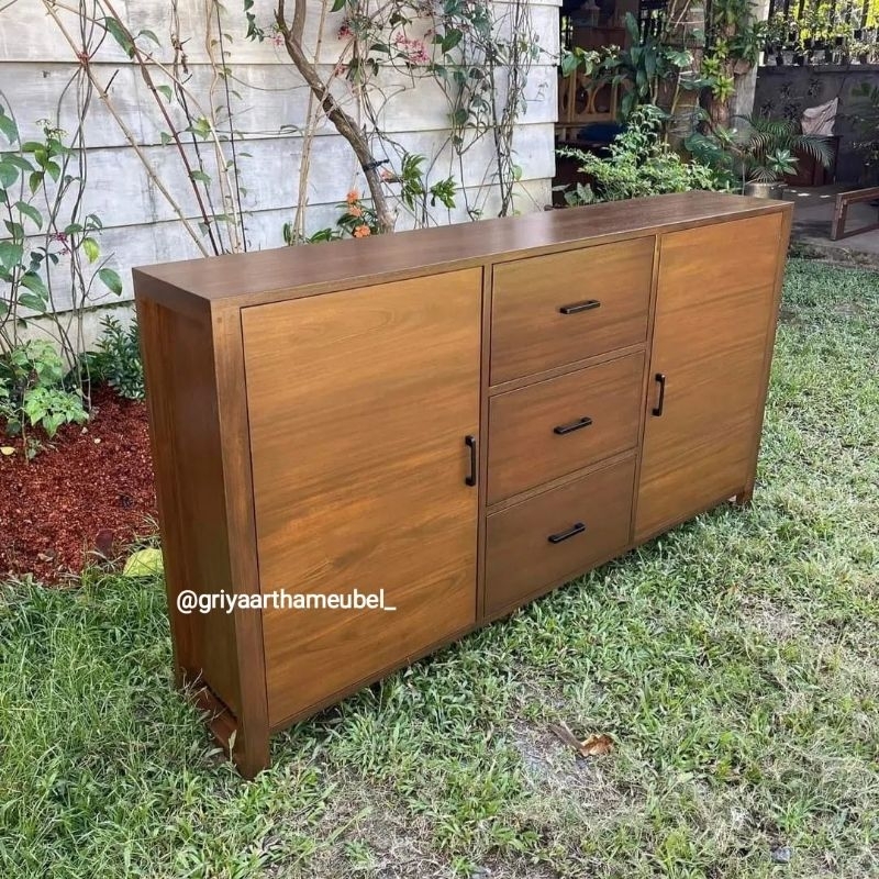 bufet jati kayu jati / bufet laci minimalis jati / cabinet laci kayu jati