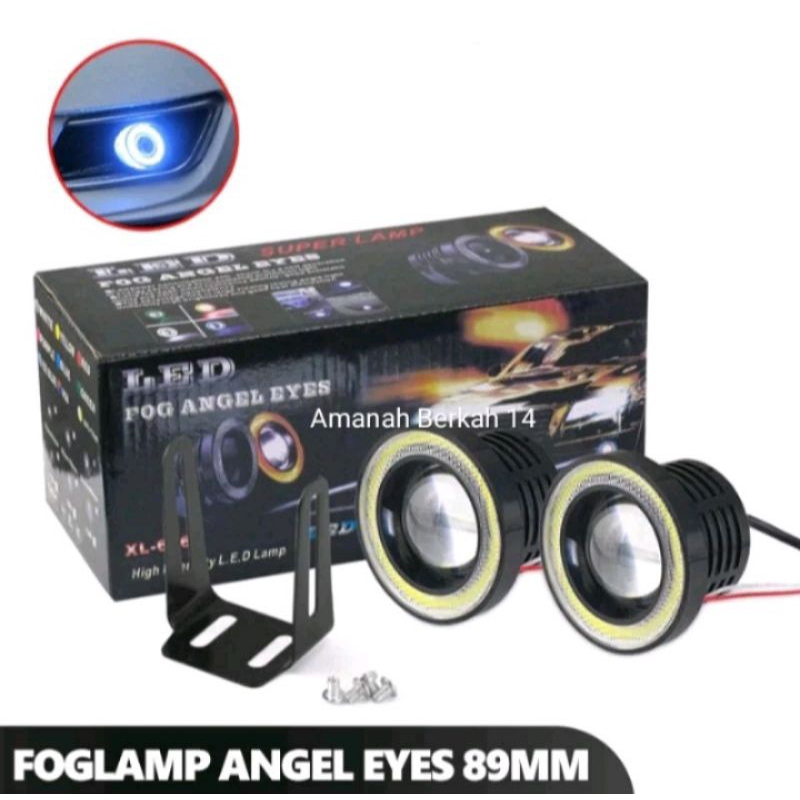 [SEPASANG] LAMPU LED FOGLAMP ANGEL EYES 89MM(3,5INCH) LED FOG LAMP ANGEL EYES BIRU - FOGLAMP, FOGLAM