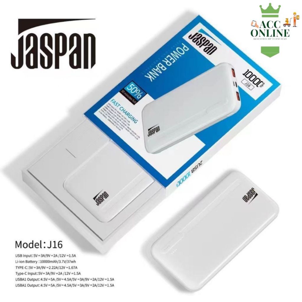 Powerbank Real Capacity Original Jaspan 5.000 Mah J13 Dan 10.000 Mah Fast Charging J16
