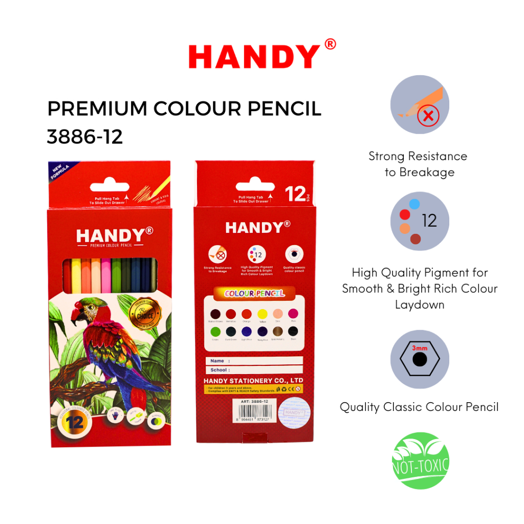 

HANDY Pensil Warna Premium Isi 12 Panjang 3886-12