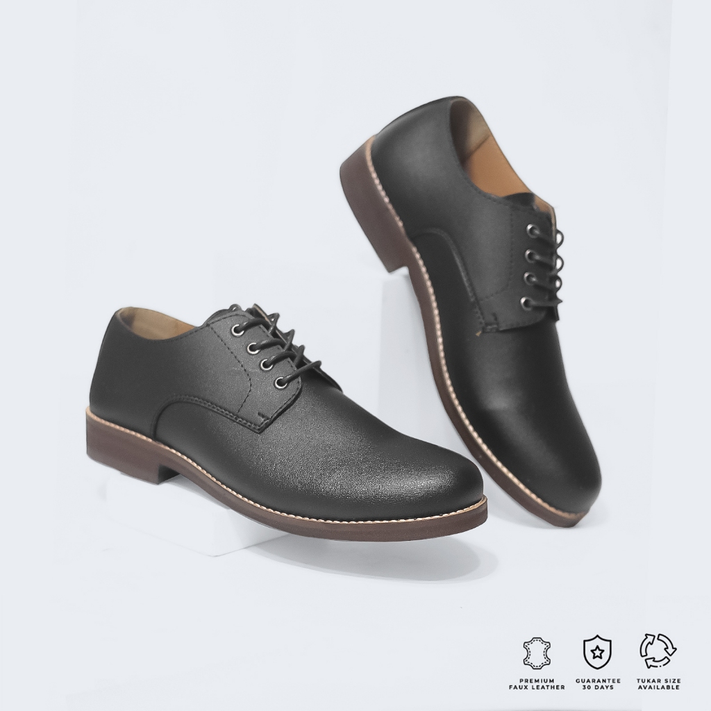 Sepatu Formal Pria Pantofel Fantofel Sepatu Kerja Sepatu Kantor Derby Hitam - Brygan Craftmanship