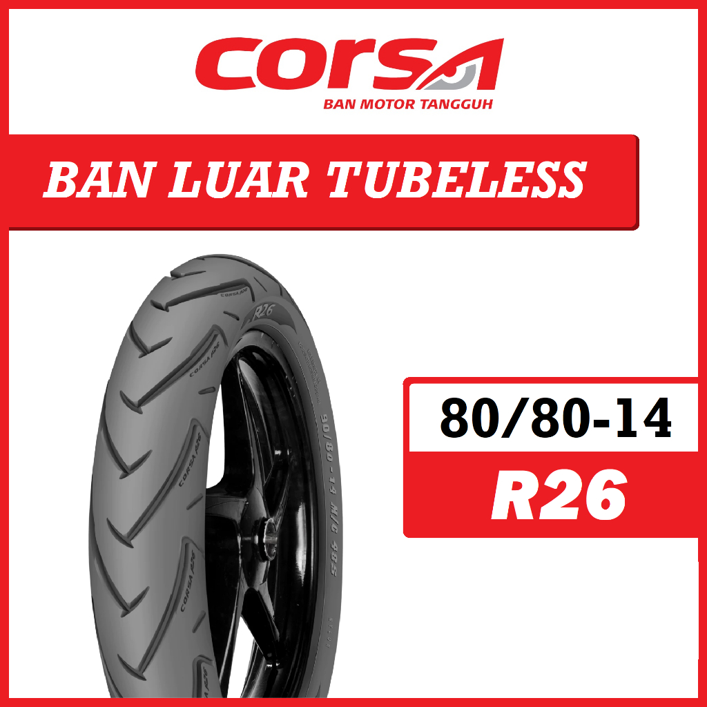 Ban Tubeless 80/80-14 R26 CORSA