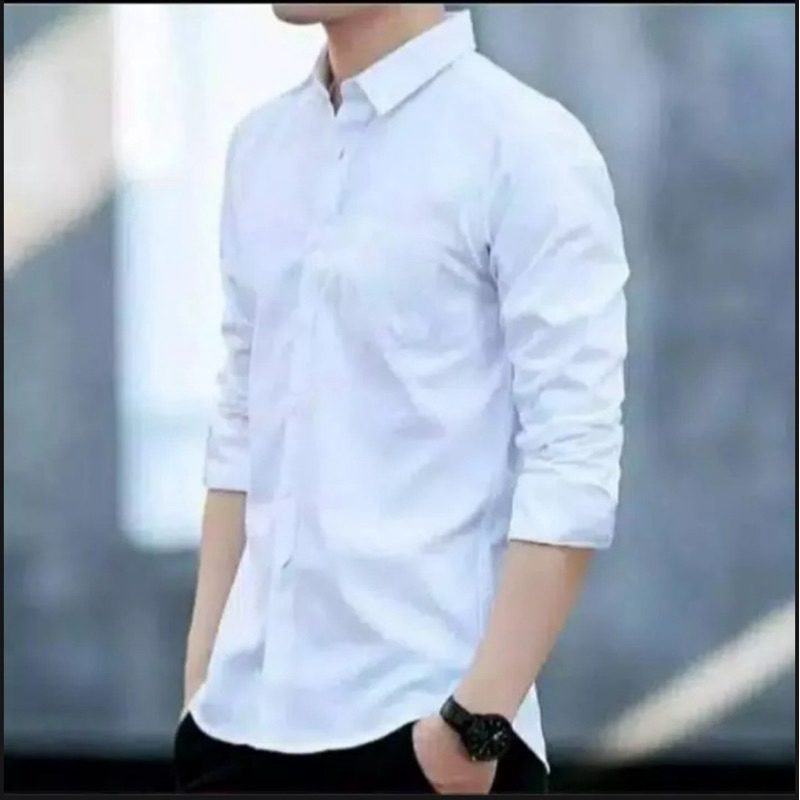 Kuza.id PROMO (COD) PUTIH KANCING PUTIH Kemeja Pria Lengan Panjang Sage Green Soft Green Hitam Abu-A