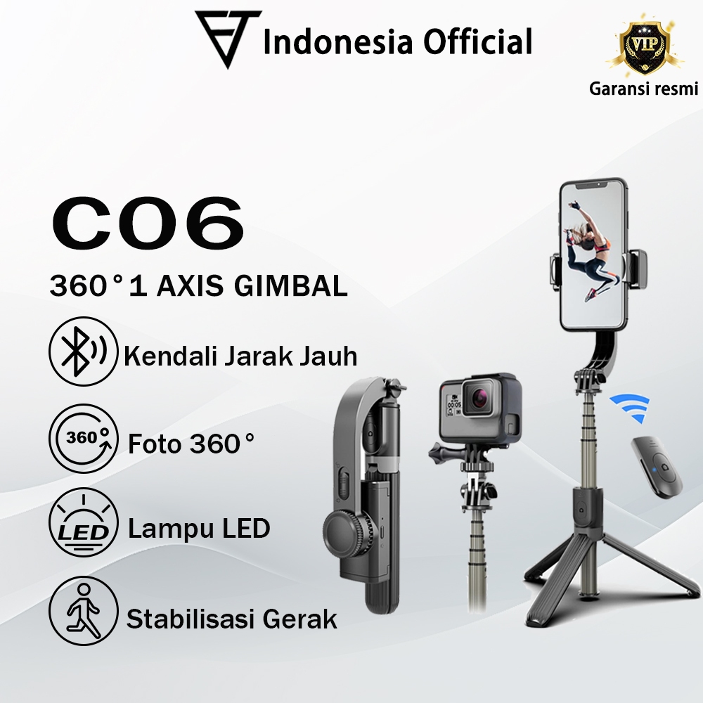 FTT C06 Gimbal Stabilizer Handphone Gimbal Hp Stabilizer Tongsis Hp Bluetooth Tripod