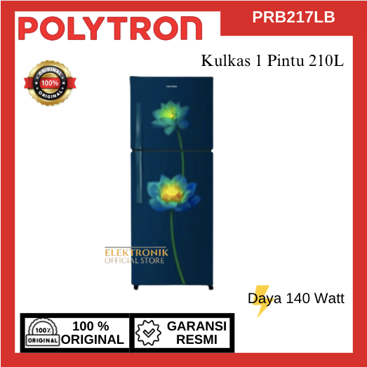 POLYTRON Kulkas 2 Pintu Beauty Steel PRB 217LB 210L/PRB-217LB/PRB 217LB/POLYTRON/KULKAS POLYTRON/KUL