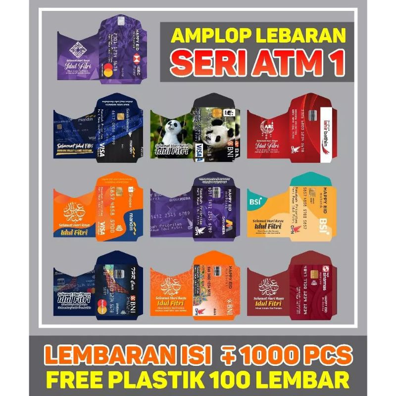 

1000Lembar amplop lebaran motif ATM